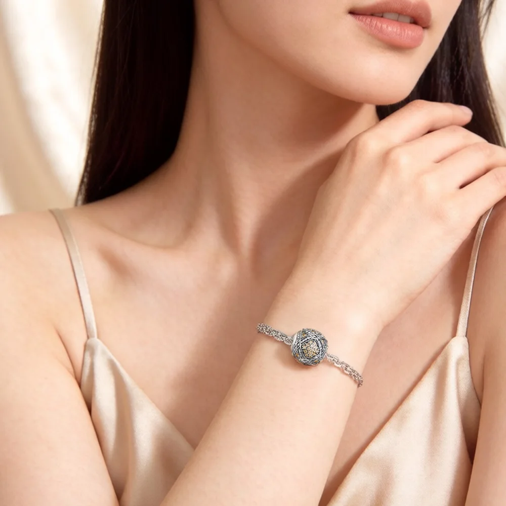 Koraliki szampan CZ nowe 925 srebro Charms Karma biżuteria akcesoria — zdjęcie 3