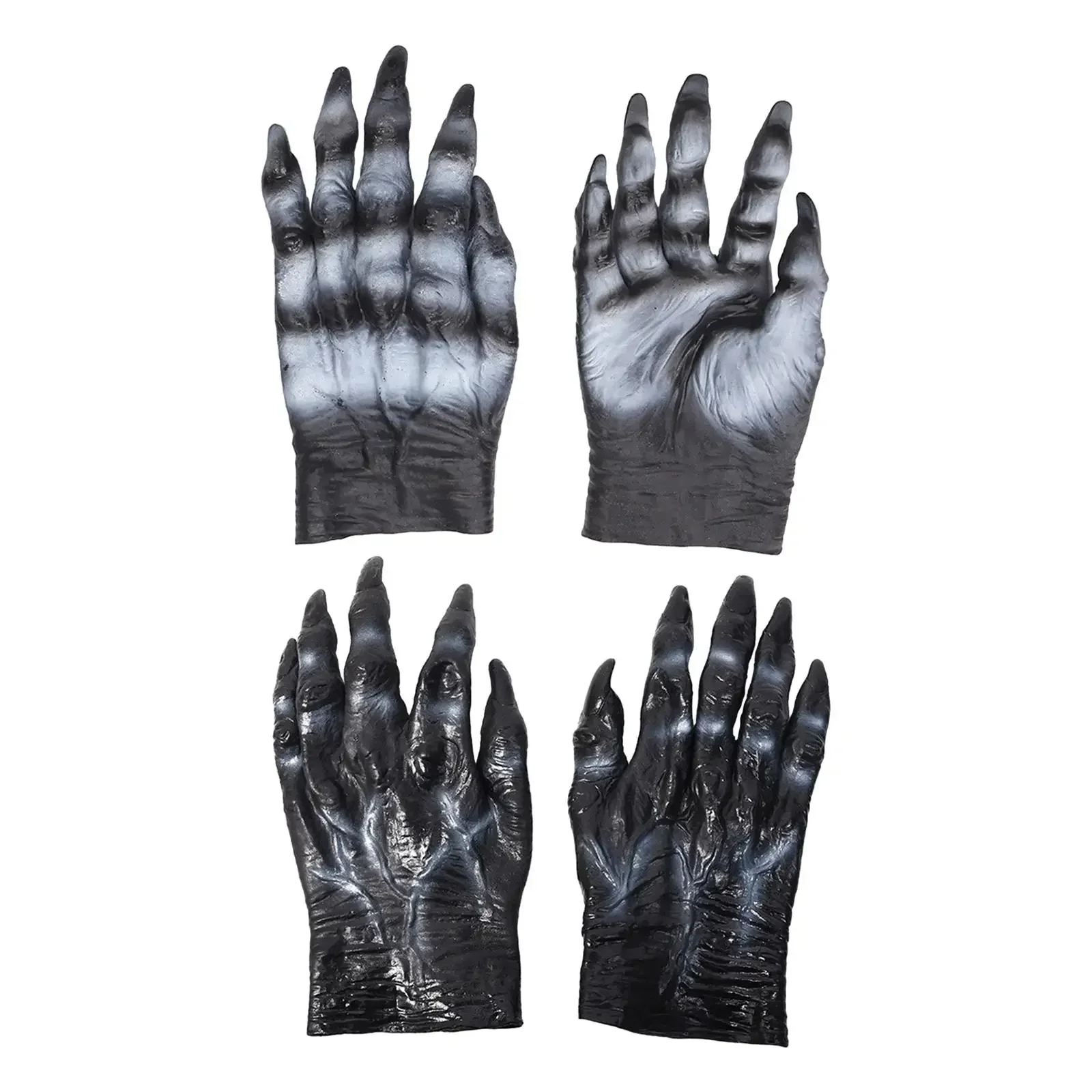 Halloween Werewolf Gloves Black Animal Cosplay Costume Accessory Long Nails Adult Paws with Claws Monster Gloves Dress up Easter