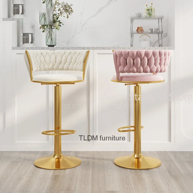 

Поворотный роскошный барный стул, скандинавский регулируемый золотой дизайнерский высокий кухонный стул, бархатный кофейный табурет Alto, барная мебель MQ50BY