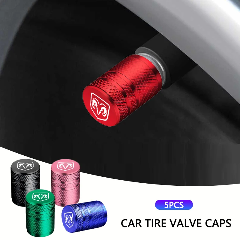 5Pc Car Logo Wheel Tire Styling Tire Valve Air Nut Cover For Dodge Journey Charger Challenger Caliber Nitro Durango Avenger Dart view 3