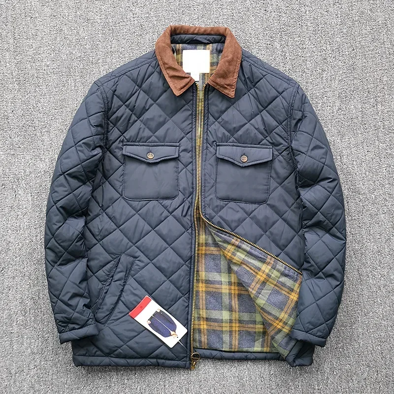 

2023 Fashion Winter Mens Jacket Casual Lightweight Water Resistant Microfiber Windbreaker Golf Coat Classic Check Clamp Cotton