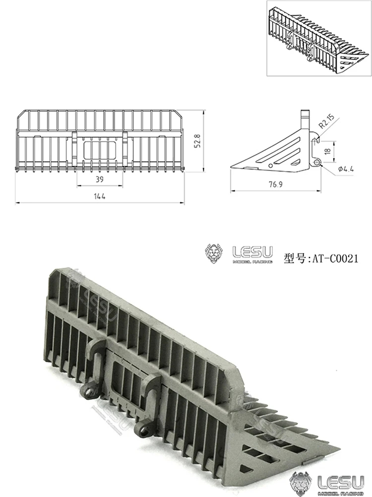 RC 1/14 LESU Metallsiebgabel für Tamiya Hydraulikbagger, Lader, Muldenkipper, SCANIA, MAN, VOLVO Anhänger, Kipper, DIY-Teile – Detail 2