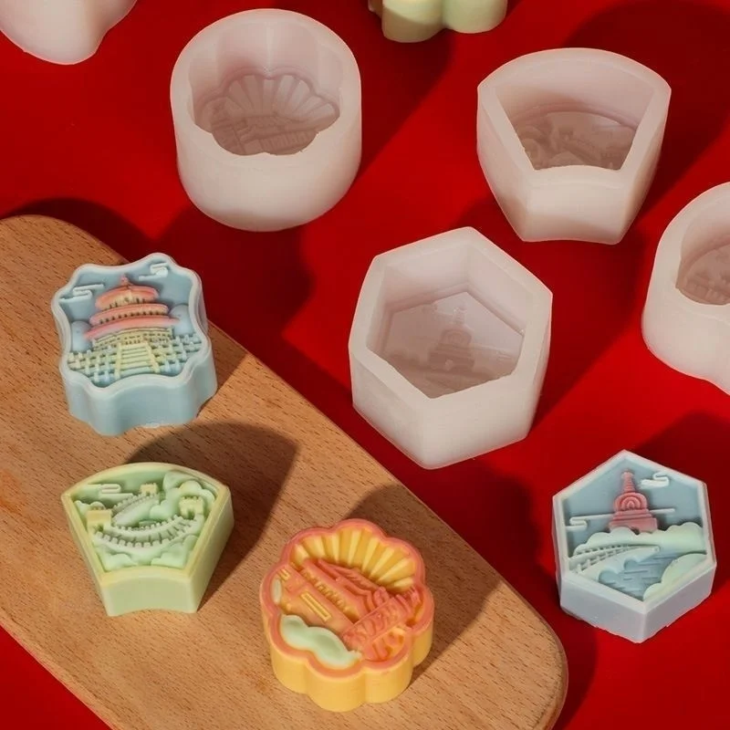 National Trend Cultural and Creative Mooncake Mid-Autumn Festival Silicone Mold for Home Use Chocolate Ice Skin Flowing