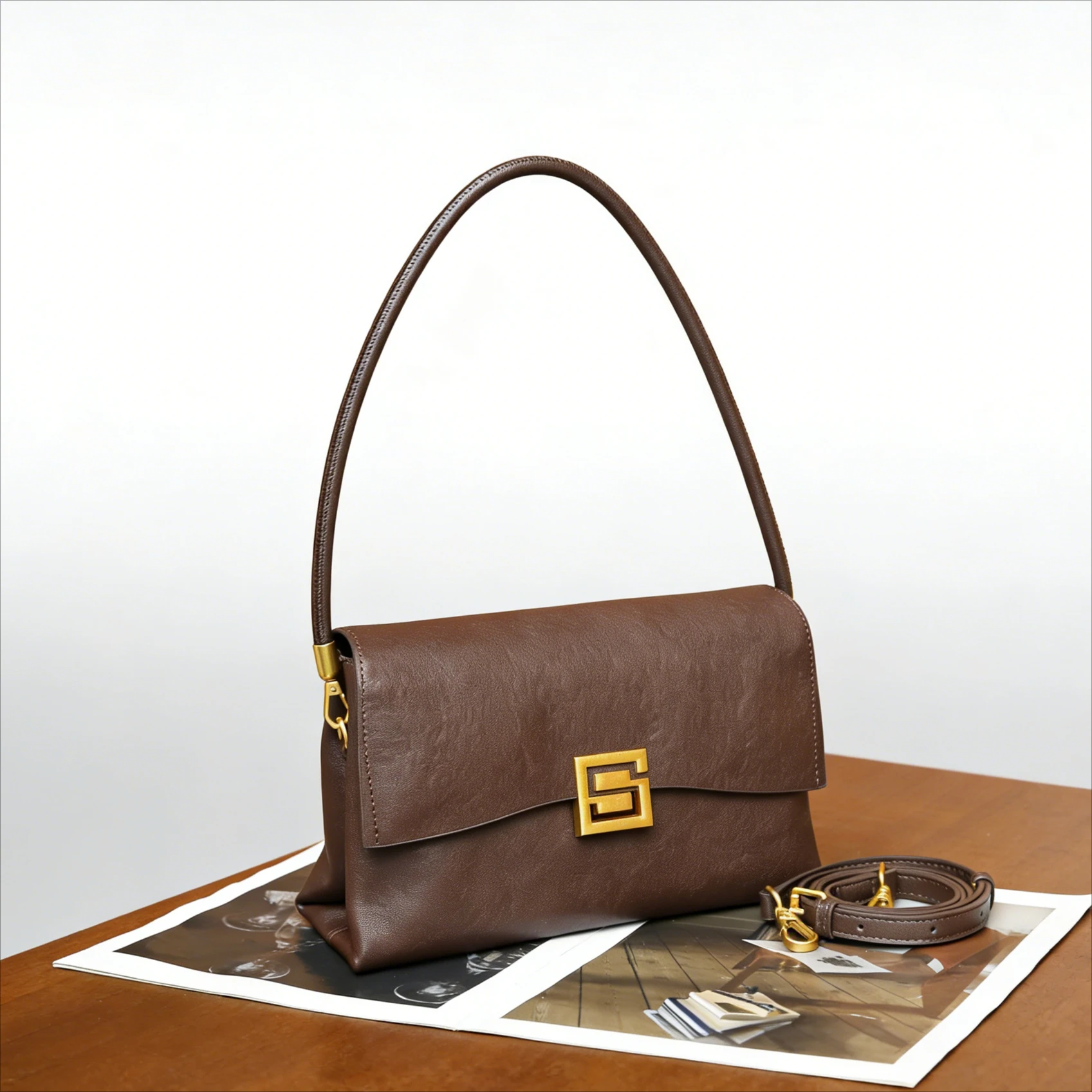 

Винтажная женская сумка из натуральной кожи растительного дубления, наплечная сумка-трансформер, высококачественная сумка через плечо