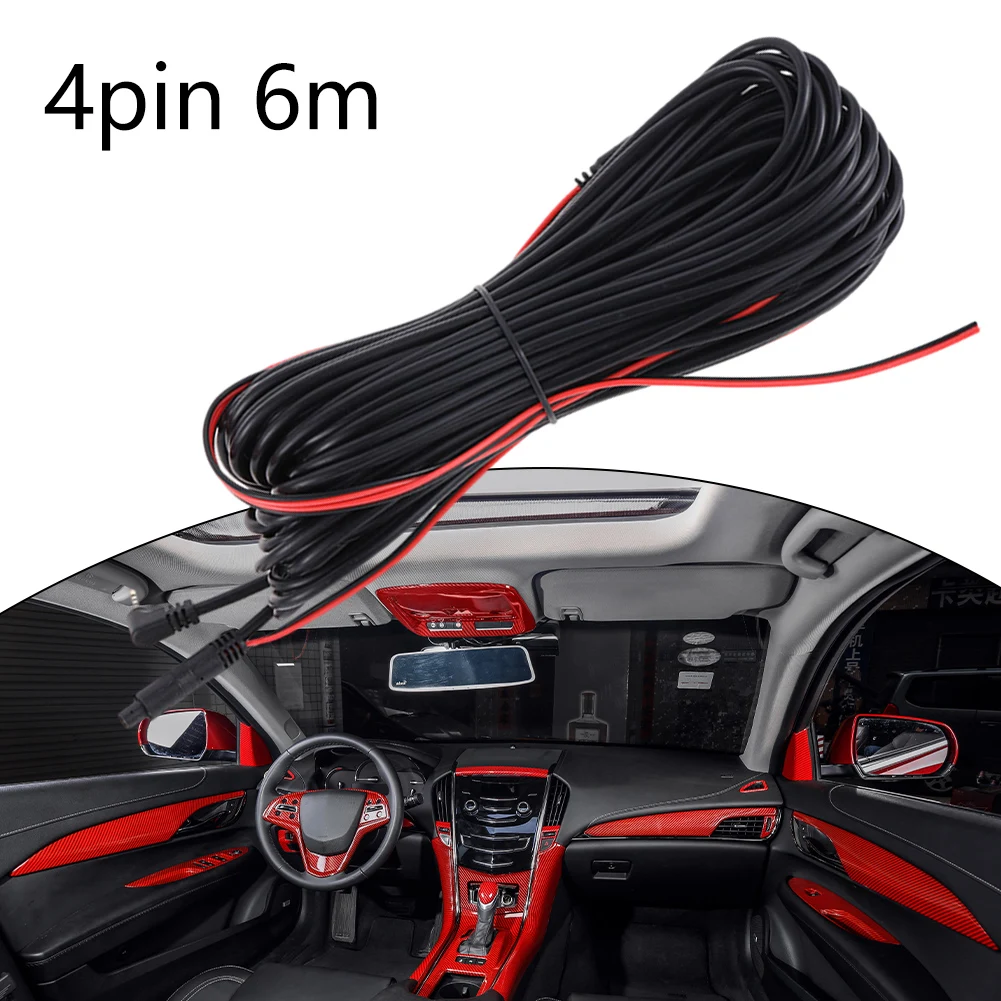 1x Car DVR Dash Camera Cable 2.5mm 6m 4Pin Extension Wire For Rear View Camera Fits For Any Vehicle With 12V Power Outlet