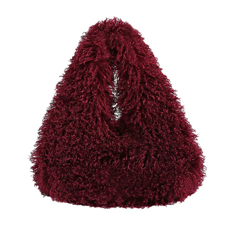 Luxus Flauschige Tote Frauen Schulter Tasche Lamm Wolle Faux Pelz Taschen für Frauen Winter Große Kapazität Shopper Plüsch Designer Handtaschen – Detail 6