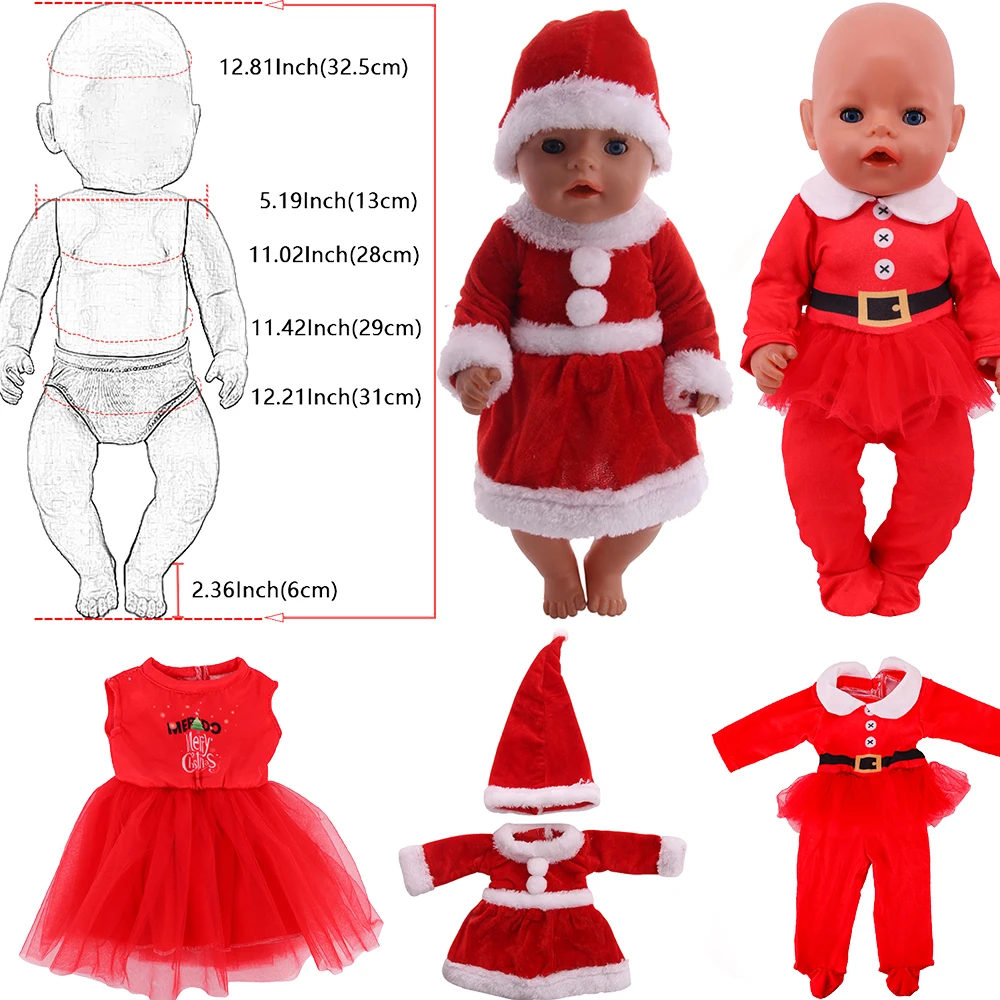 Our Generation, Doll Accessories Clothes, Christmas Red Set For 43Cm Rebirth Doll 18 Inch Baby Doll DIY Toy Gifts