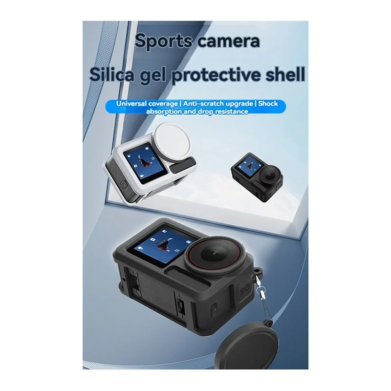 DIGIT-For DJI Action 5 Pro Silicone Case Protective Cover Anti-Fall And Anti-Lost Rope Sports Camera Accessories A