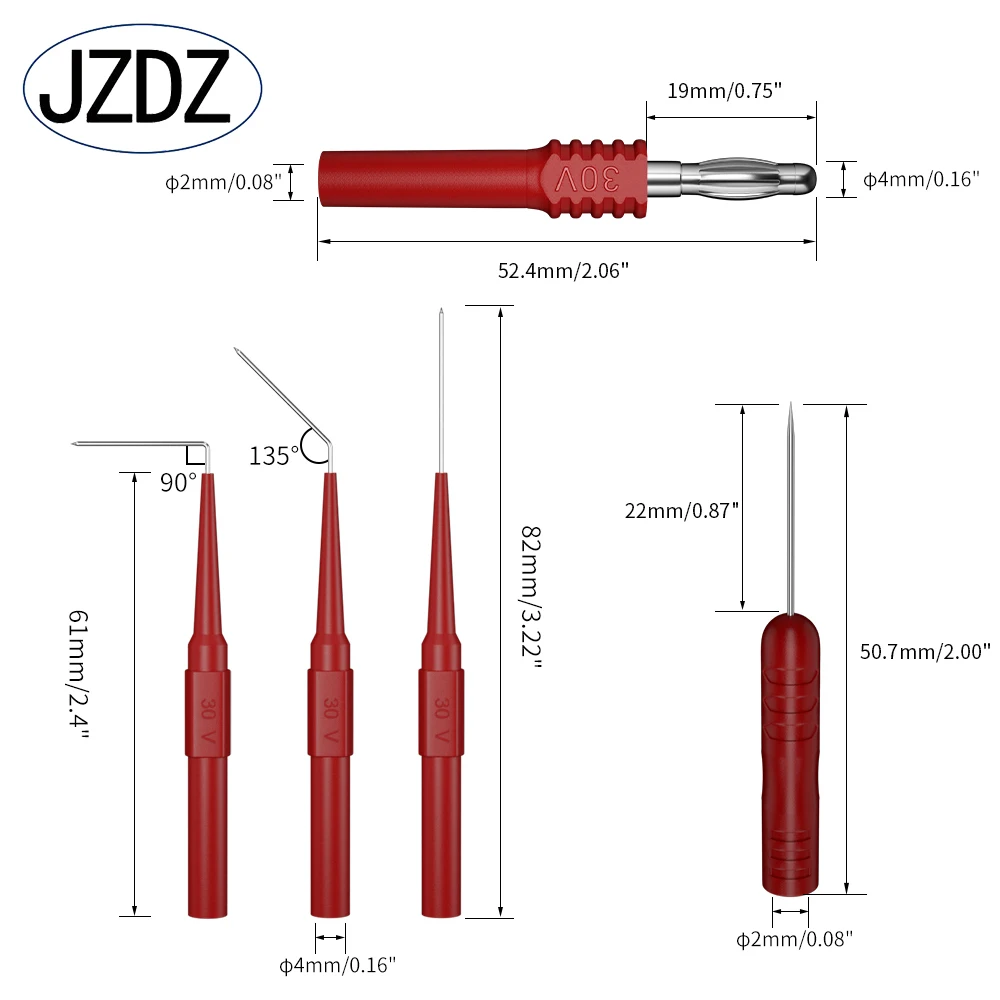 JZDZ 41PCS Multimeter Test Lead Kit 4MM Banana Plug to Alligator Clip Test Lead  with Wire Piercing Probes Alligator clip 80013