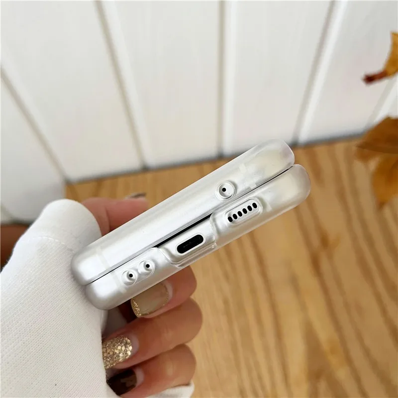 Suitable for Samsung Z Flip 5 Mobile Phone Case Transparent Frosted Ring Case Galaxy Zflip3 ShockProof Cover Zflip4 Frosted Case