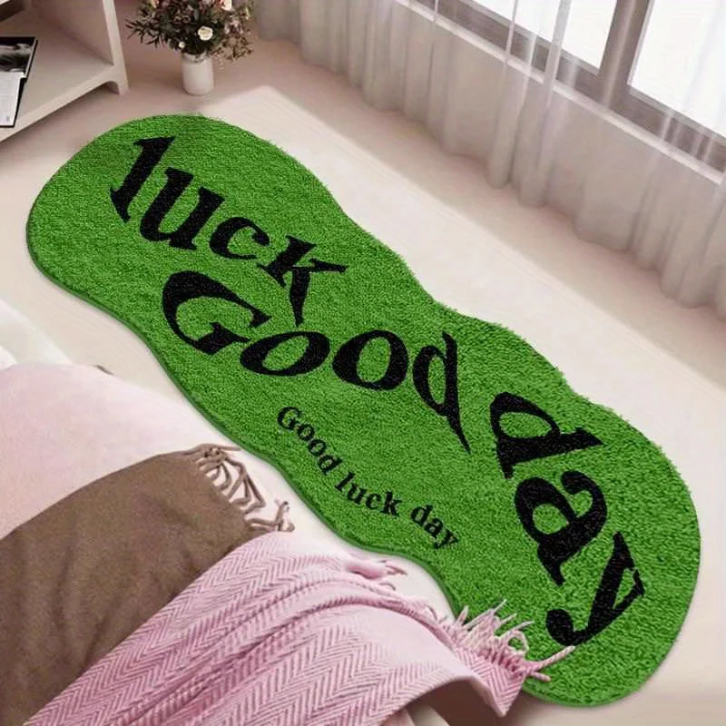 VIKAMA Green Carpet Brings Good Luck To The Day Bedside Floor Mat Soft Non-Slip Doormat Rug For Bedroom Floor Mat Home Decor