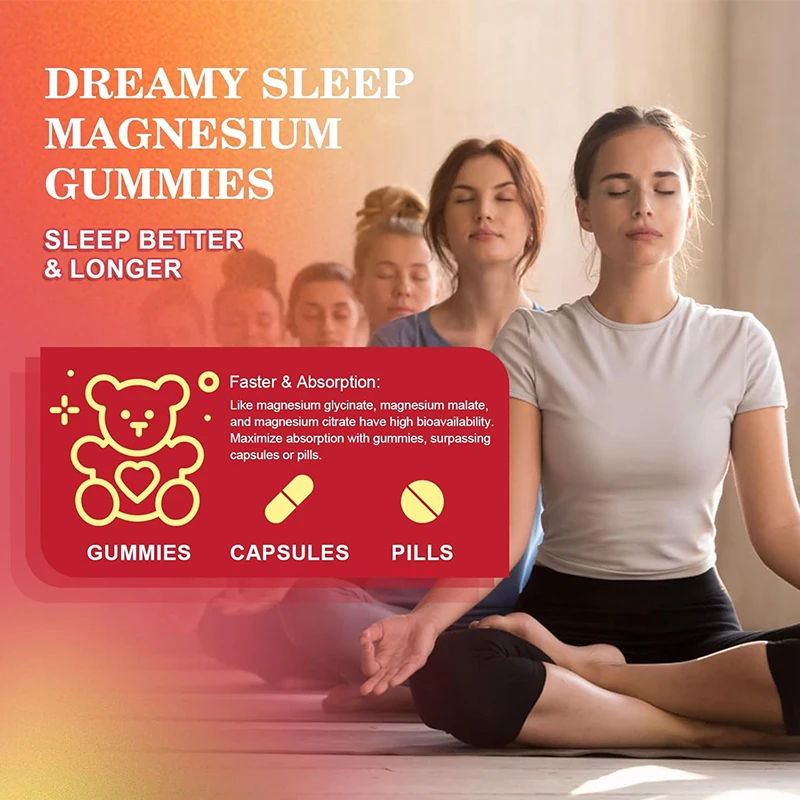 Kexinsh Magnesium Glycinate Gummies Improve Sleep Relax Nerves Support Memory Muscle Spasms Magnesium Glycinate Gummy