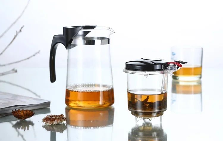 2021 Hot sale Heat Resistant Glass Teapot Chinese Tea Set Puer Kettle Coffee Glass Maker Convenient Office Tea Pot With filter