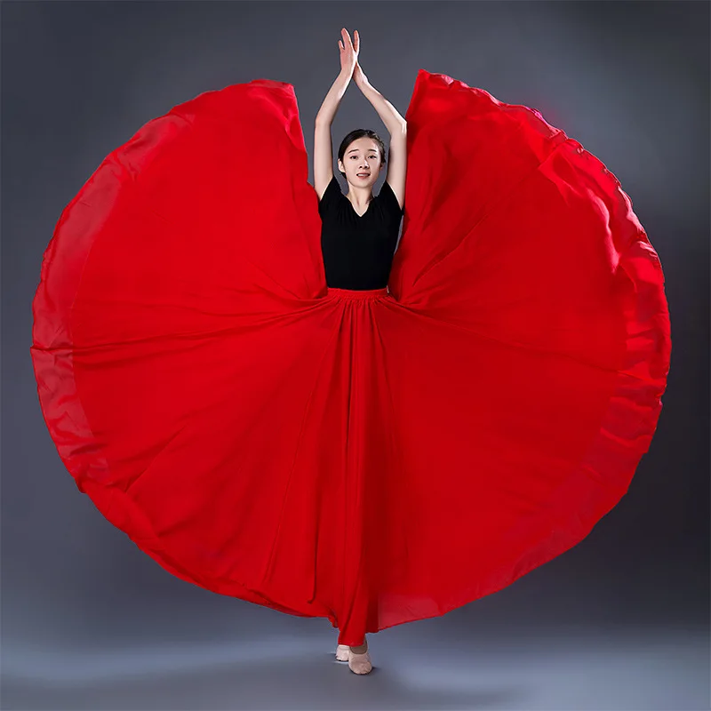 Falda de baile Swing grande de gasa para mujer, Ropa de baile de Xinjiang étnica tradicional, actuación de escenario español elegante, faldas de Flamenco