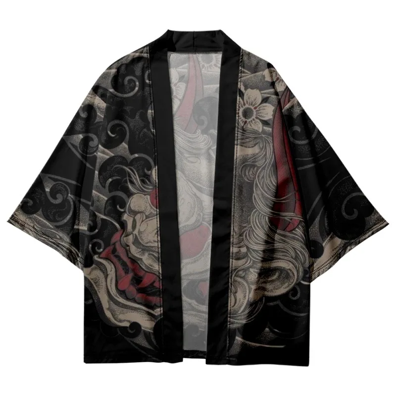 Summer Japan Kimono Beach Shorts Floral Prajna Printed Cardigan Traditional Couple Women Men Haori Yukata Streetwear