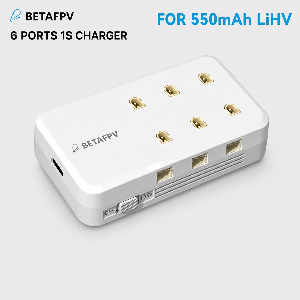 Caricabatterie BETAFPV 1S LiHV a 6 Porte BT2.0 PH2.0 Type-C PD3.0 QC3.0 1A Hub di Ricarica Rapida LED per Batterie Tiny Whoop, Alternativa a GEPRC