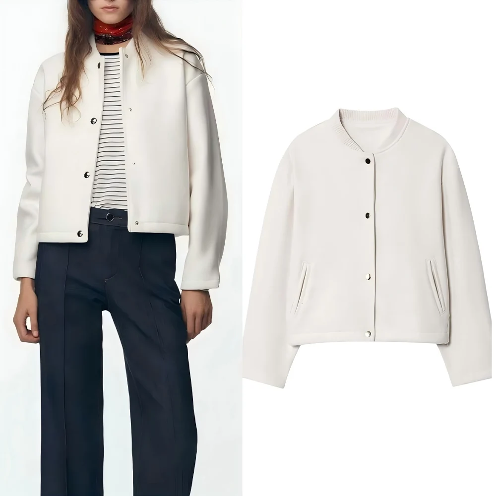 

Women's new fashion gold button decoration soft texture flight jacket Coat retro long sleeved side pocket women's Coat chic top