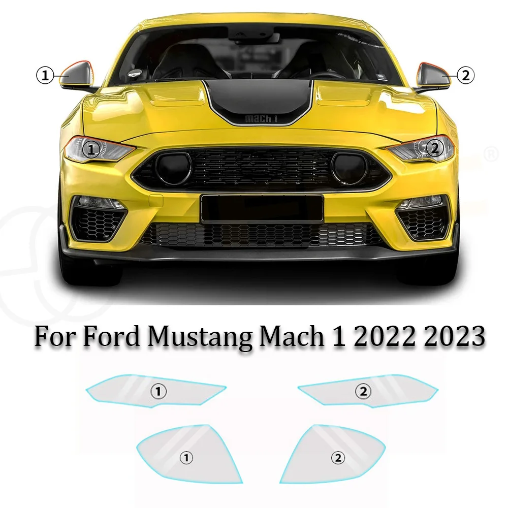 

For Ford Mustang Mach 1 2022 2023 Headlight Rearview Anti-Scratch TPU Protection Film Pre-cut PPF Clear Bra Resistant Invisible