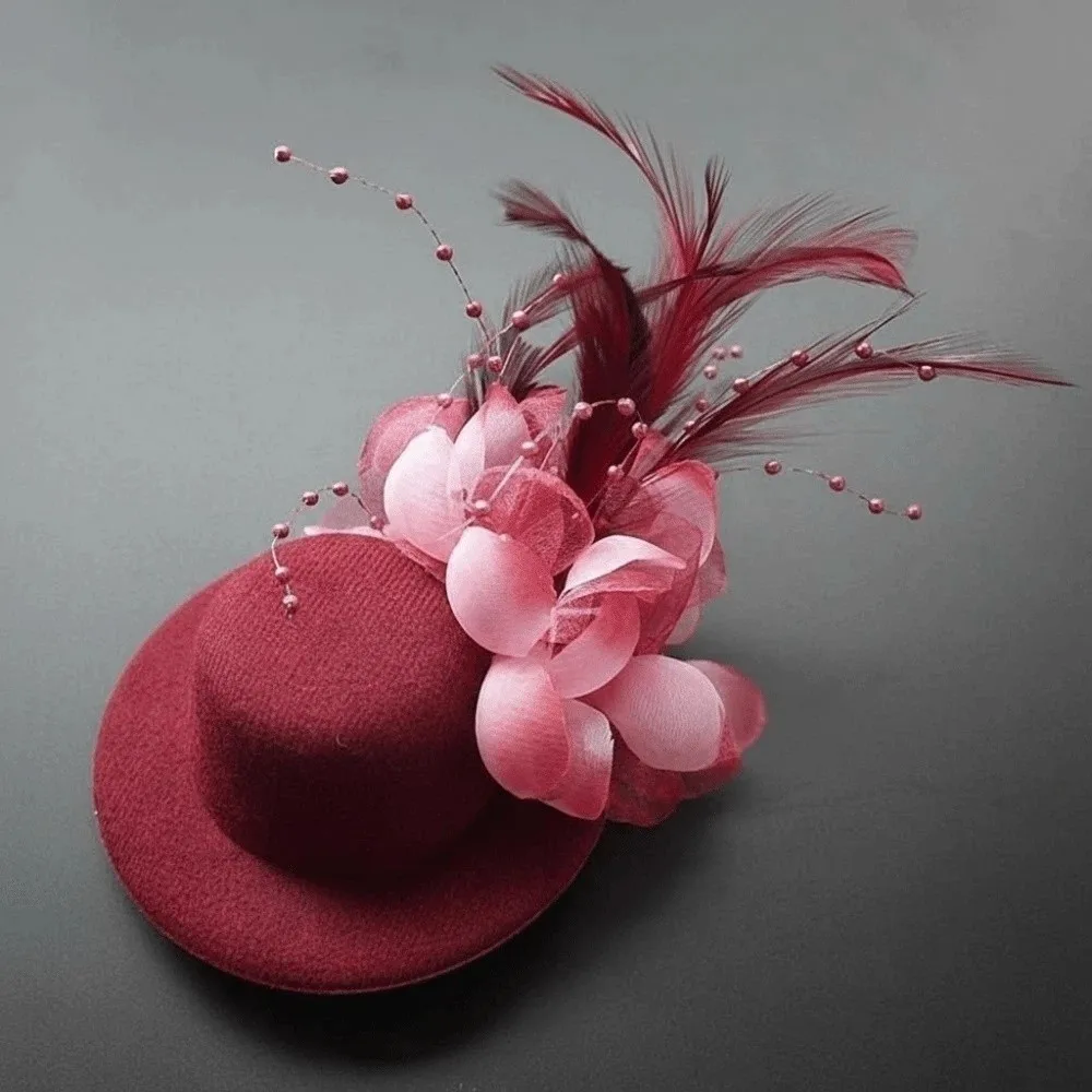 

Mini Mesh Feather Top Cap Hairpin Solid Color Exquisite Mini Fascinator Hair Clip Headwear Sweet Hair Accessories for Girls Kids