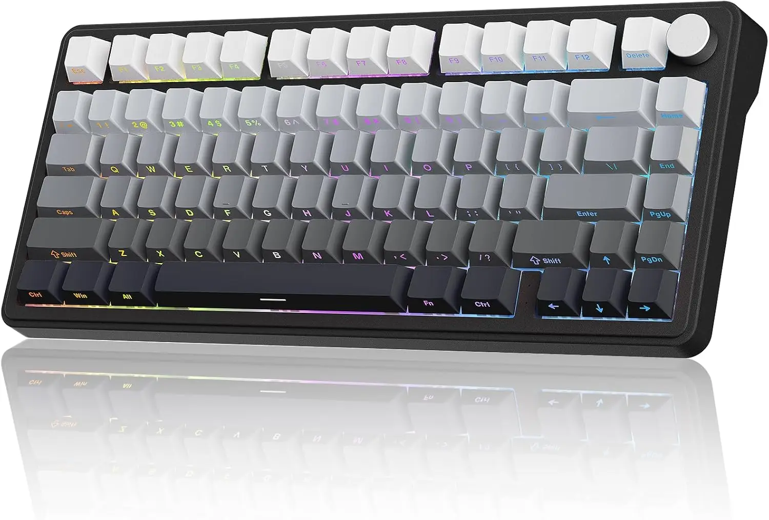 

M75 Mechanical Keyboard, 75% Gasket Hot Swappable, RGB Backlit, PBT Keycaps, 2.4G/Bluetooth/USB-C Gaming (White/Black)