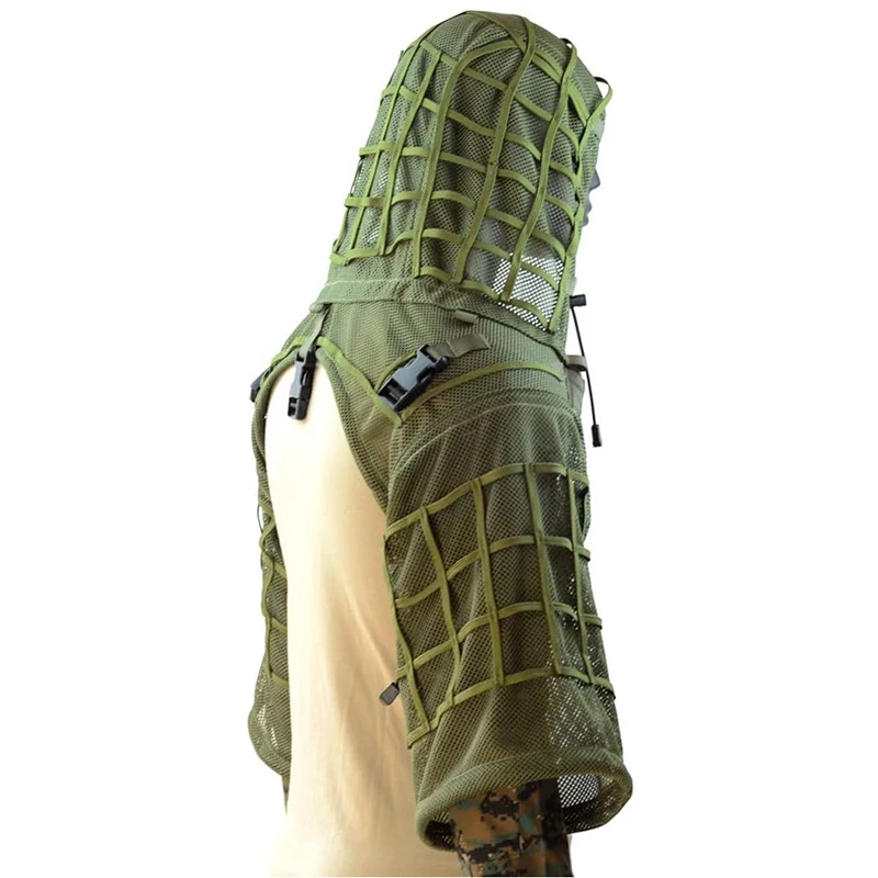 Atmungsaktive Ghillie-Anzug-Grundierung, Mesh-Nylon, Camouflage-Jagd-Ghillie-Basis, Sniper Viper Hood für Airsoft Paintball – Detail 13