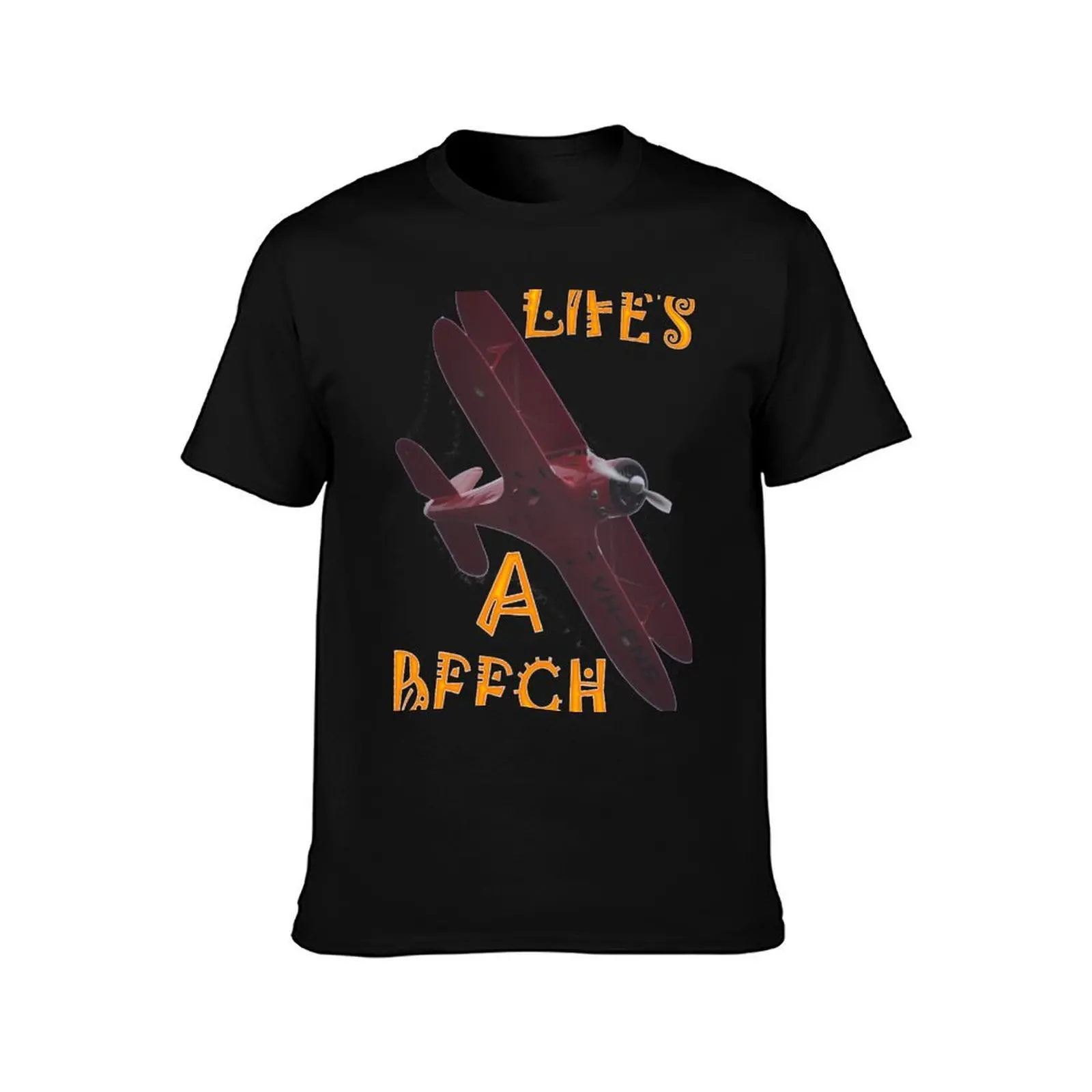 Life's A Beech - Beechcraft D17 Staggerwing VH-FNS banked T-Shirt, Summer Casual Cotton Tee, Oversized Streetwear Tops