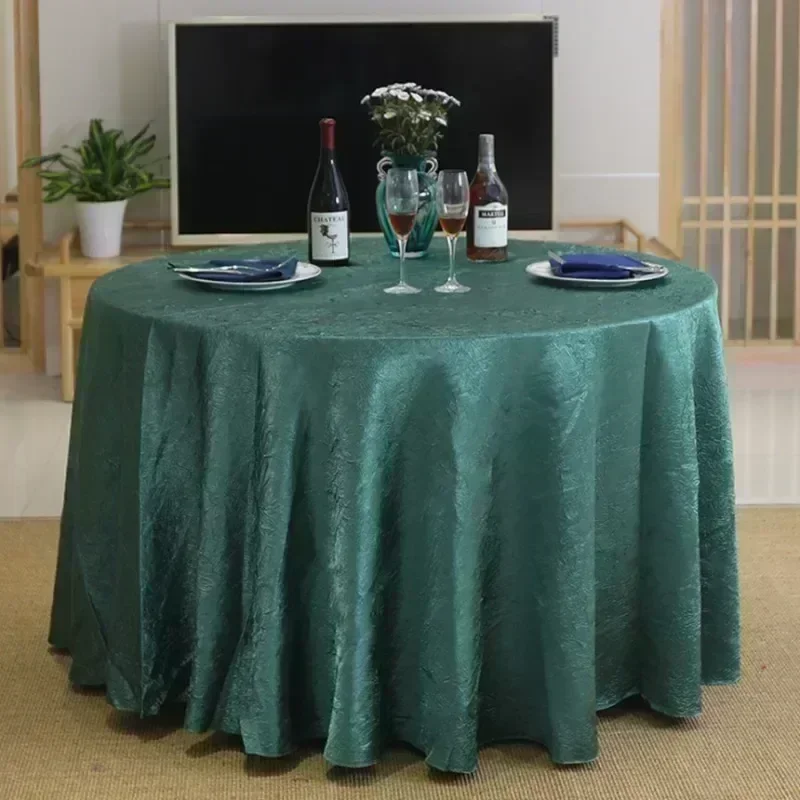 2024 Table cloth polyester tablecloth round  cloth circular solid skyblue