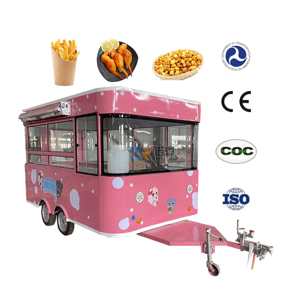 Small Food Trucks Fiberglass Mobile Cart Fruit Orange Bar Food Trailer Fast Food Truck With Full Kitchen