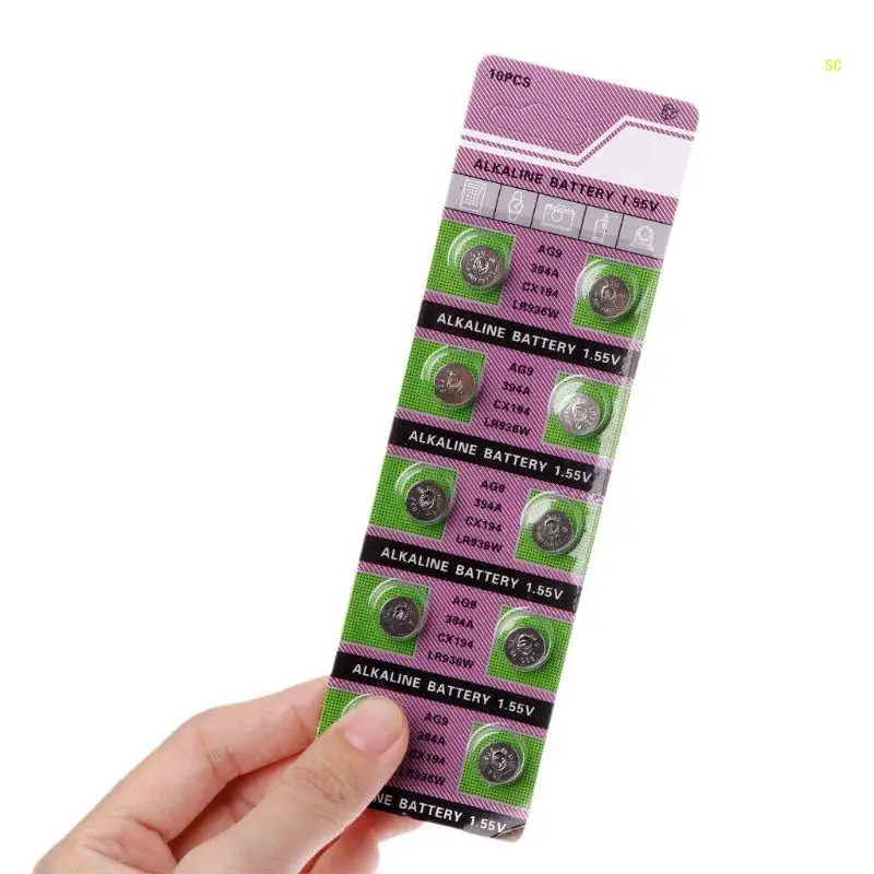 Batería alcalina AG9 1,55 V, moneda, pilas para reloj LR936 394 SR936SW 194 V394, para Control remoto, 10 Uds.