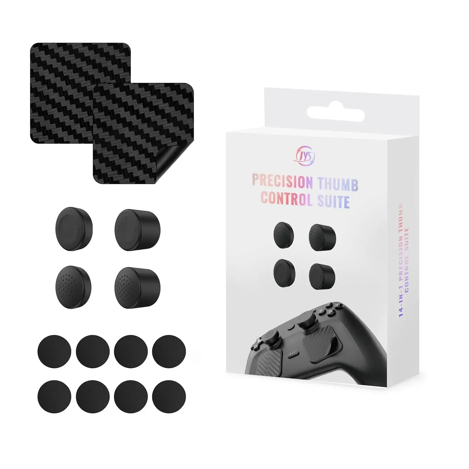 14-in-1 Thumb Control Accessories for Steam Controller 2, Ergonomic Thumb Grips, Touchpad Stickers & Back Button Silicone Pads