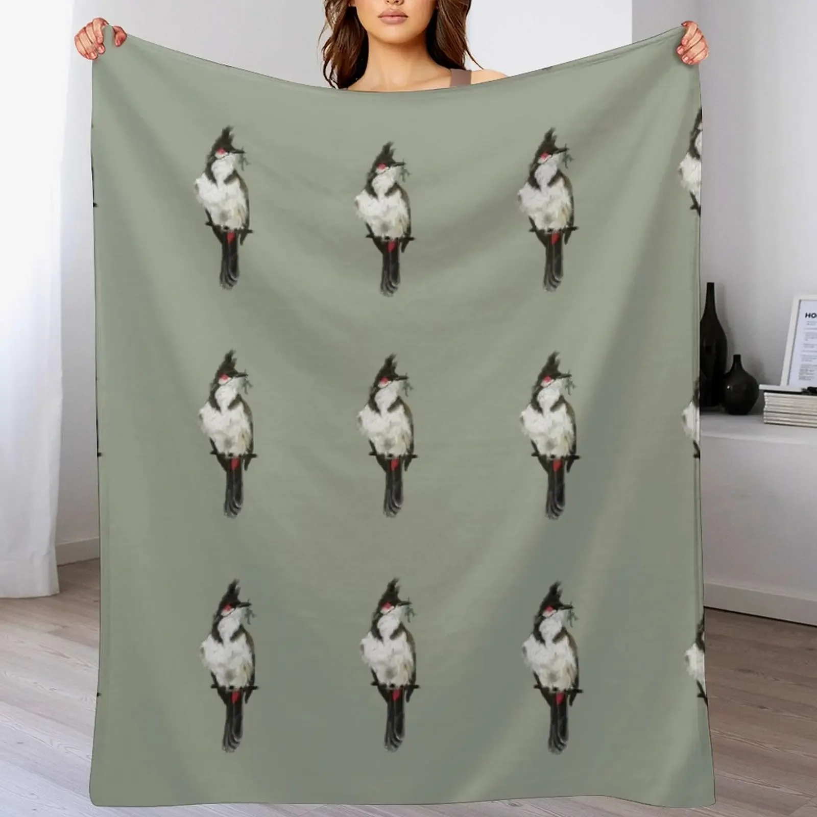 

Red-whiskered Bulbul Bird Portrait Art Print Throw Blanket Flannel Fabric wednesday Thermals For Travel Blankets