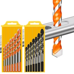 Broca de vidrio multifuncional de 3-12mm, juego de taladro triangular de diamante, azulejo de cerámica, hormigón, ladrillo, madera, sierra perforadora, taladro de Metal