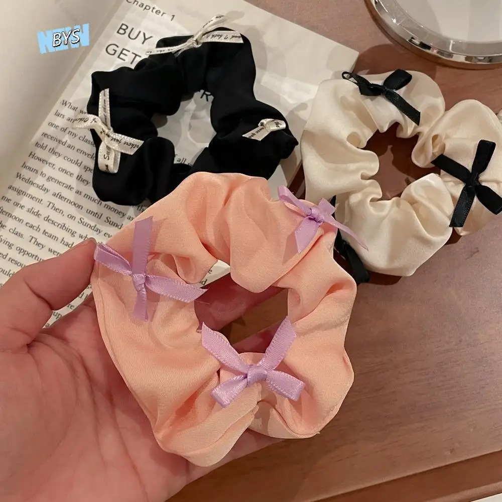 

Gift Pure Color Bow Pleated Hair Scrunchies Elastic Hair Ties Large Intestine Hair Rope Korean Style Washable Hair Loop Women