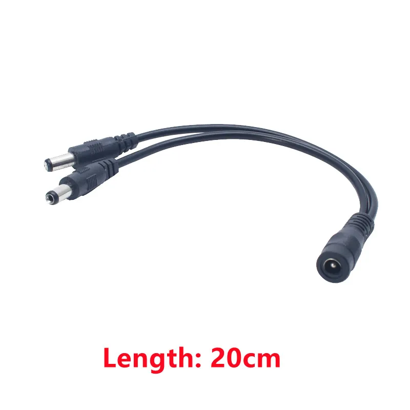 1pc 2 way DC Power adapter Cable 5.5mmx2.1mm 1 to 2 Male Female Splitter connector Plug extension for CCTV LED strip light c1