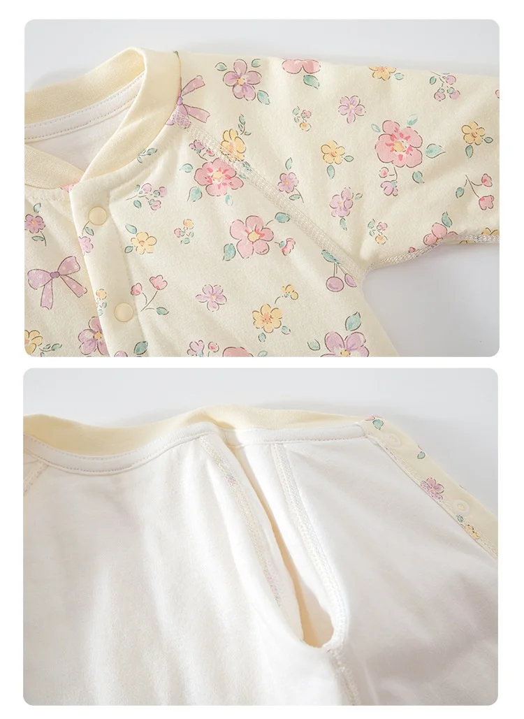 2026 Herbst Baby Neugeborenen-Strampler 0-24M Jungen Mädchen Blumendruck Gepolsterter Body Weicher Warmer Säuglings-Overall für den Alltag – Detail 7