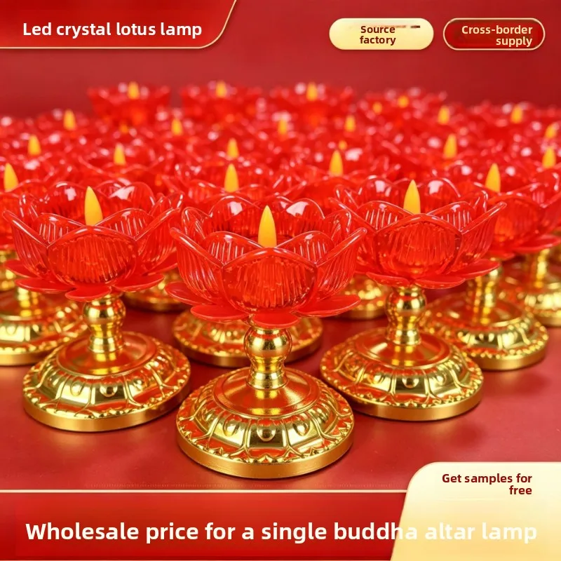 Spring Festival crystal lotus lamp LED Buddhist simulation electronic hall Changming lamp cross-border manufacturers wholesale