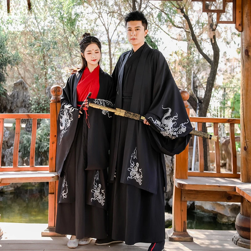 Samurai Man Kimono Han Dynasty Hanfu Dress Ancient Dance Costume Chinese Traditional Couple CP Clothes Chinese Hanfu Performance