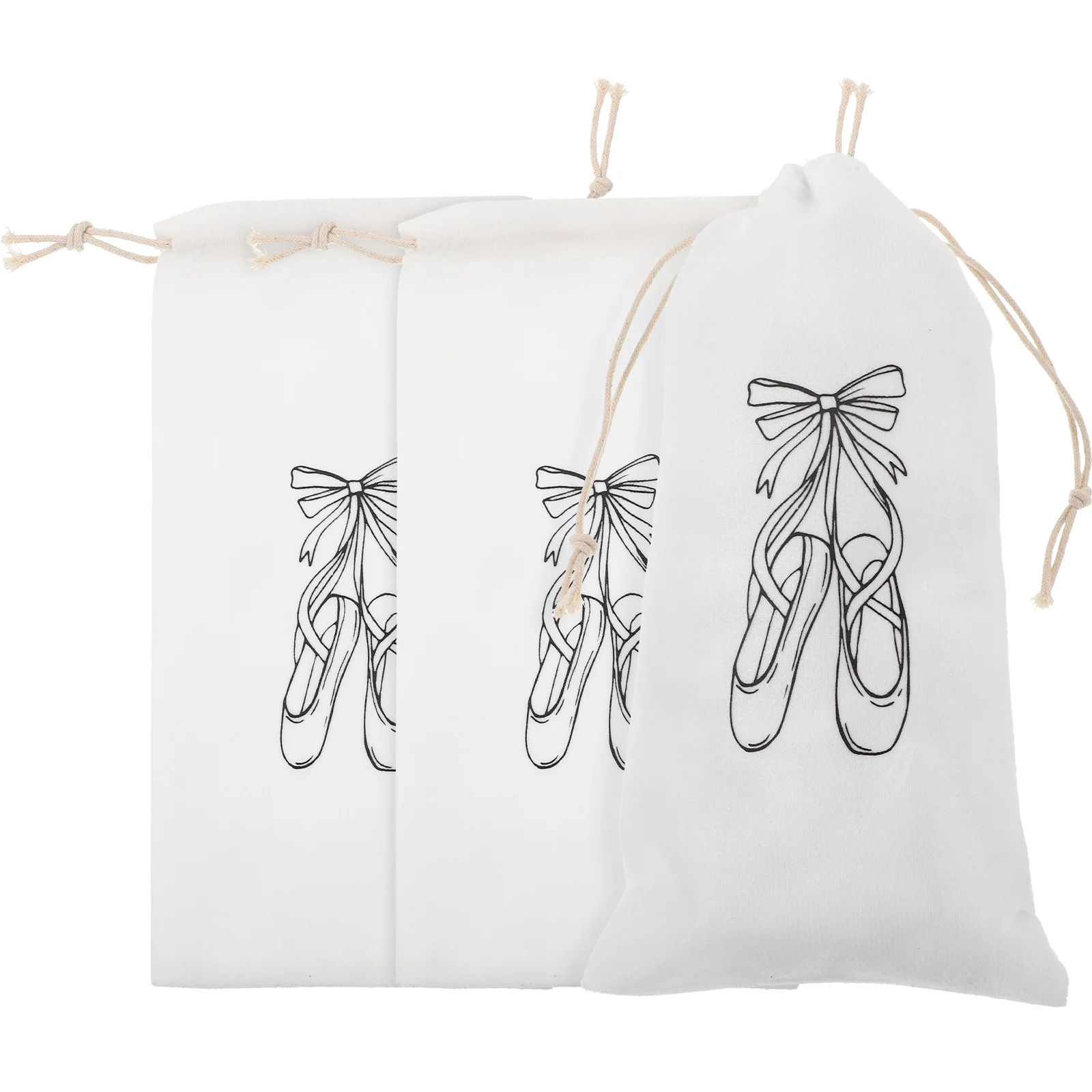 

3pcs Ballet Shoes Bag Women Girls Dance Shoe Storage Drawstring Travel Flannel Bags Lightweight Bag