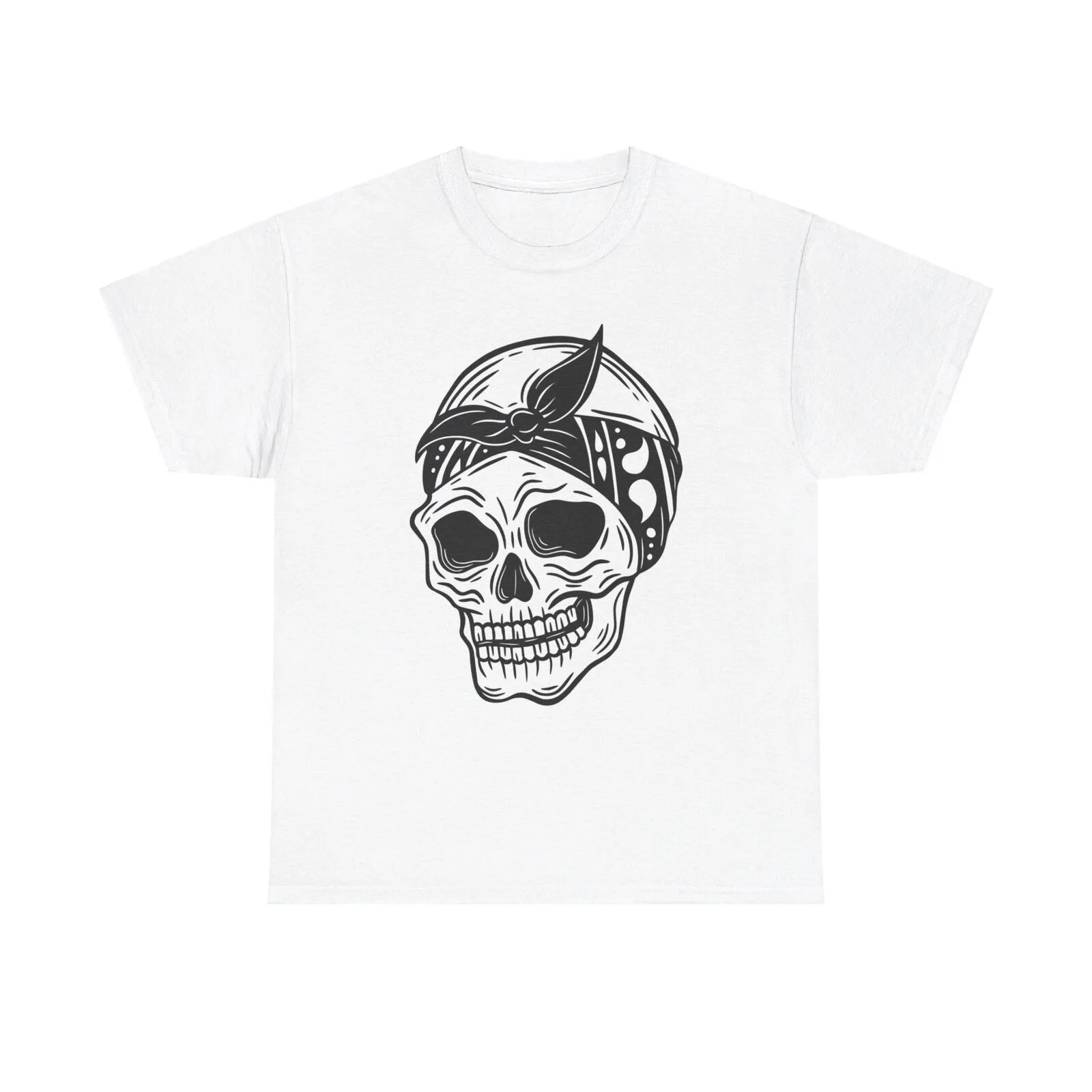 

Dark Bandana Skull Graphic T-Shirt - vintage art cool gift halloween creepy