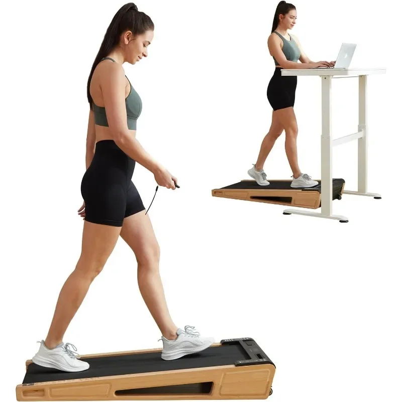 

Incline, Under Desk Treadmill, Compact Jogging Machine, Wooden Treadmills for Home Office & Small Space, 12 HIIT Programs