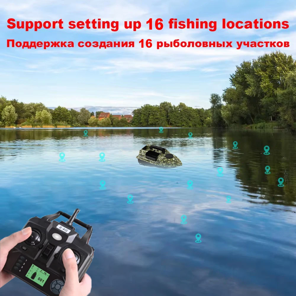 600m 3 Bait Containers RC Fishing Bait Boat with GPS Night Light Dual Motor 2KG Load Low Battery Auto Return fishing equipment