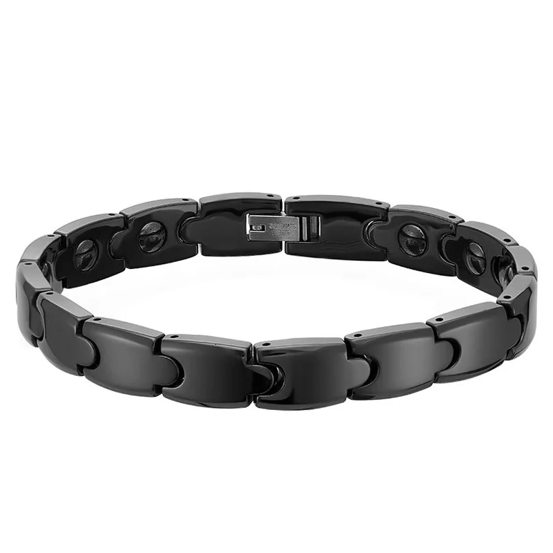 

10mm Wide Bullet Head Black Ceramic Magnetic Bracelet Men Fashion Wristband Christmas Jewelry Gift Male Bracelets