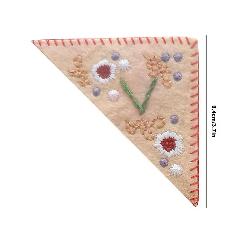 Corner Bookmarks For Books Hand Embroidered Letter Corner Bookmark Felt Triangle Page Corner Handmade Bookmark Meaningful