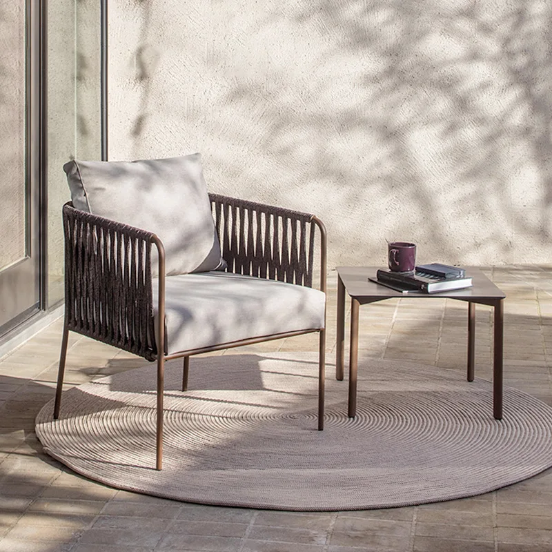 

Outdoor Leisure courtyard Western restaurant Cafe rattan open-air dining bar chairs Garden furniture