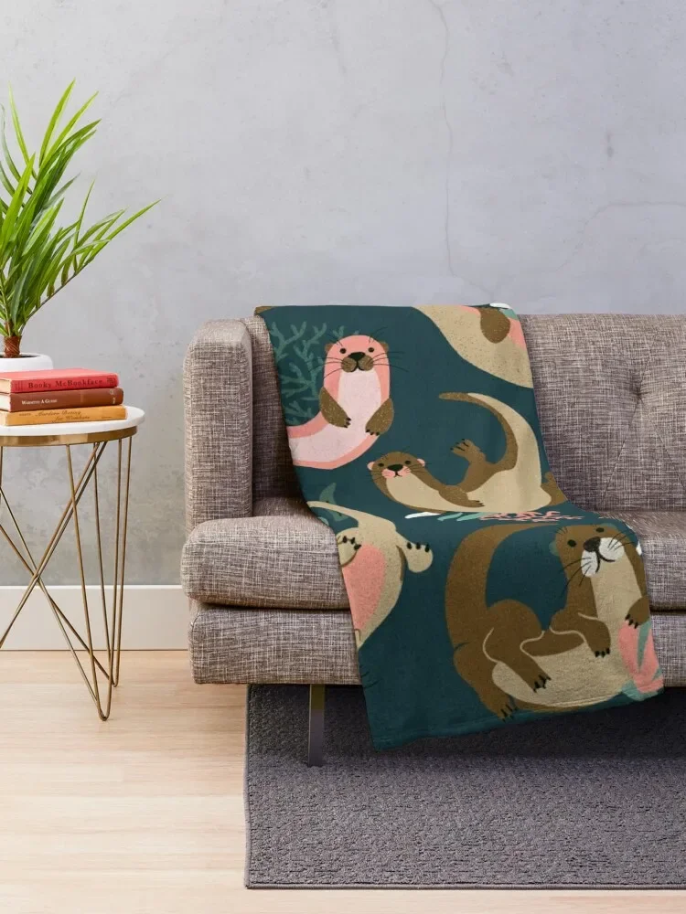 Otter Collection - Teal Palette Throw Blanket Decorative Sofas manga Quilt Blankets