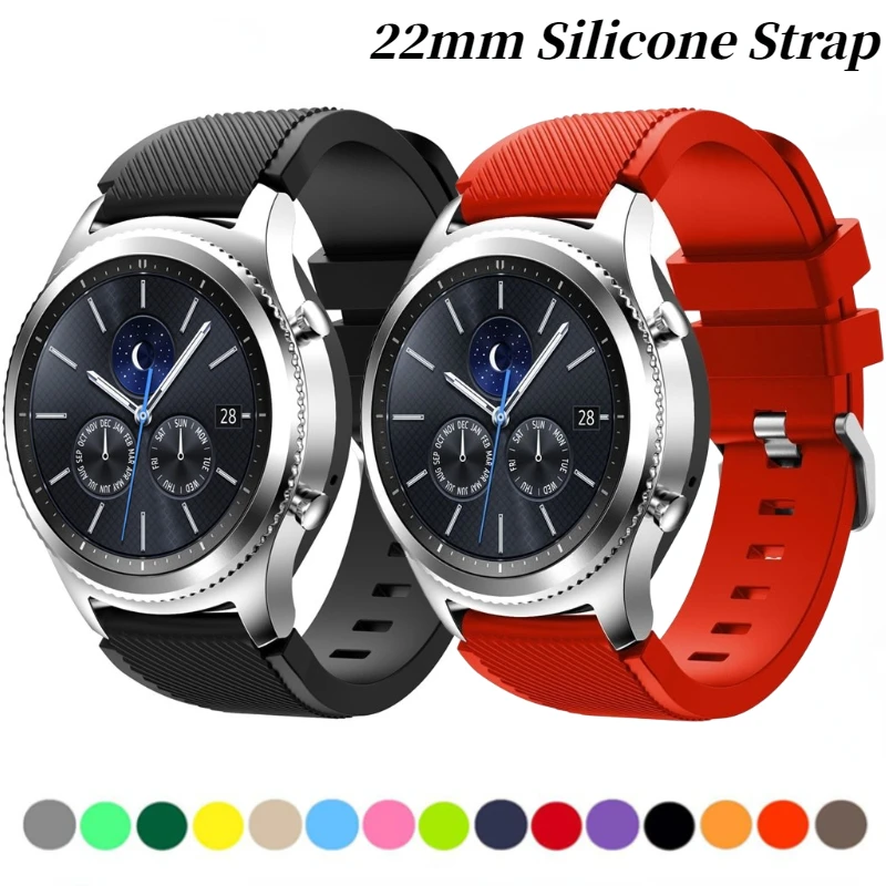 22mm Silicone Strap For Samsung Watch 3 45mm Gear S3/Huawei Watch 4/3/GT4/3/2 Pro Sports Bracelet Amazfit GTR 4/Stratos 3 Correa