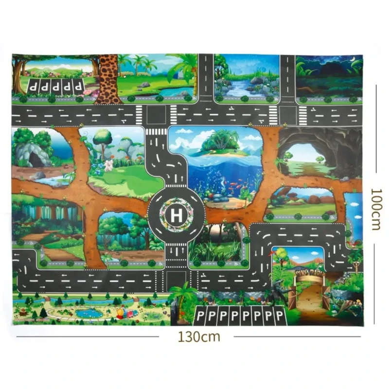 Dinasour 100x130 Baby Toy Play Mat Farm Road Portable Map Baby Educational Rugs Toddler Dinosaur Waterproof Mat Crawling Carpet