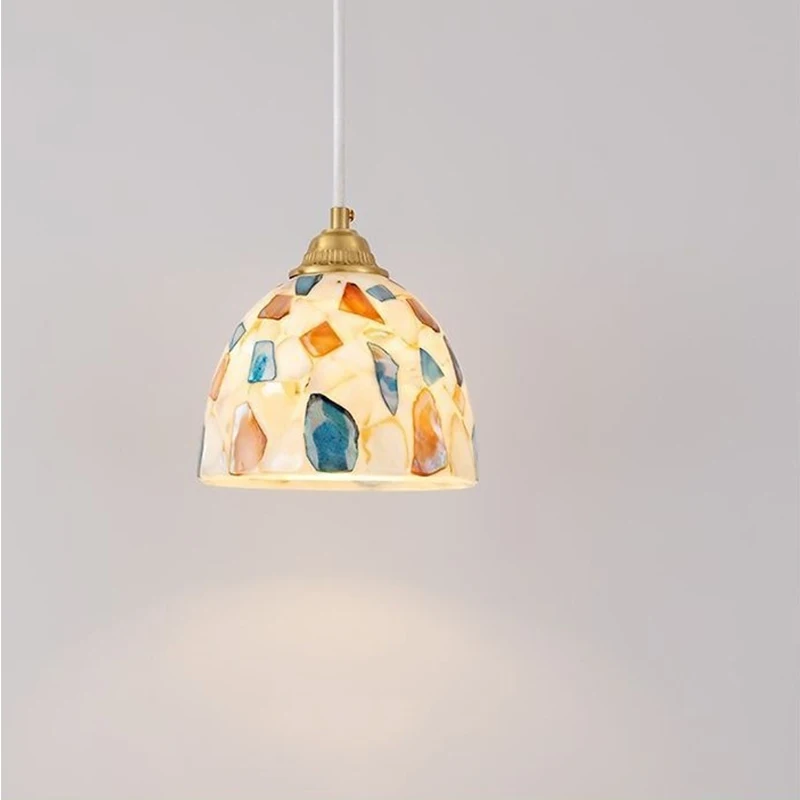Glass Ceiling Chandelier Creative Sea Shell Lampshade Bedroom Bedside Hanging Lamp Interior Decoration Lighting Pendant Lights view 6