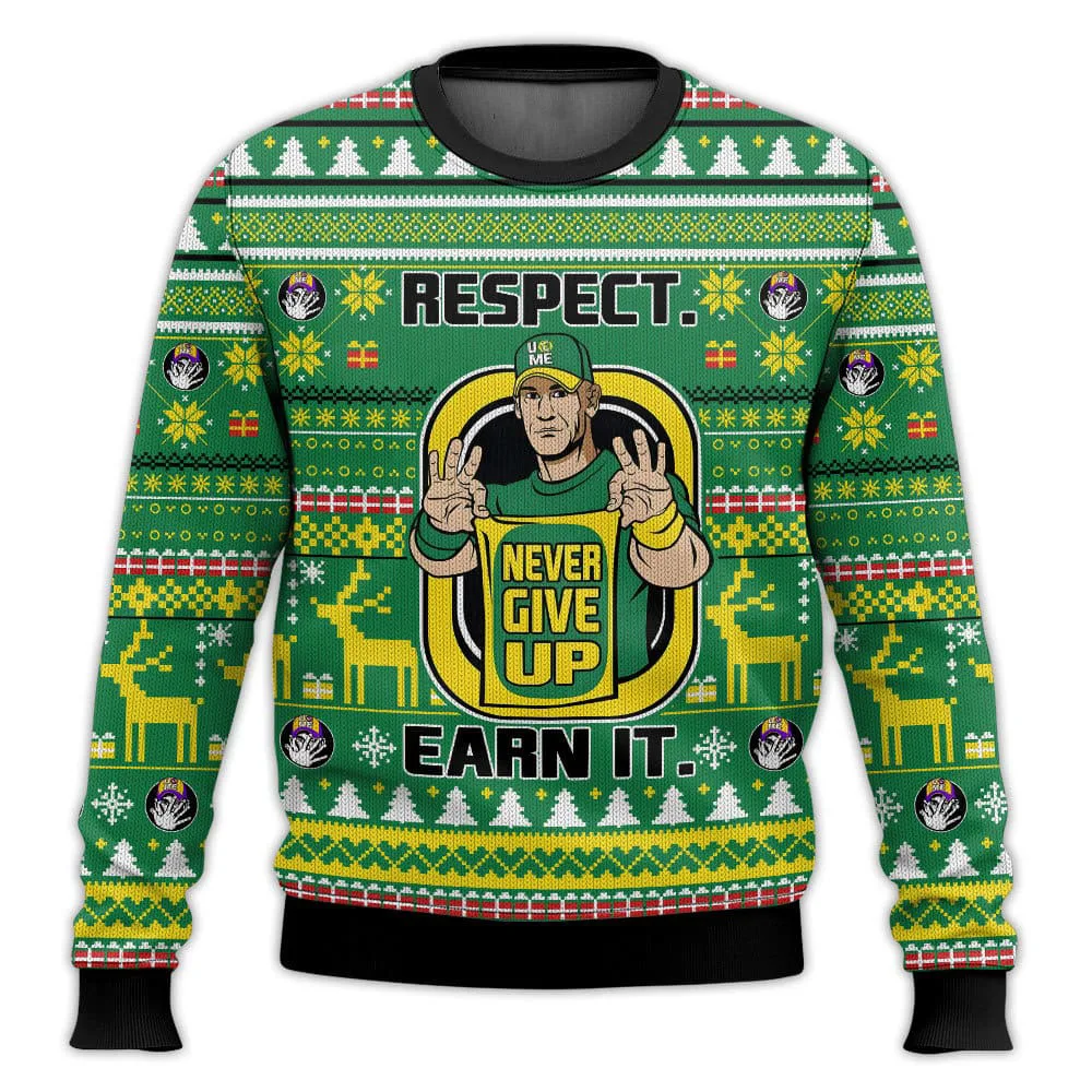 المصارع الشهير جون سينا خريف شتاء ثلاثية الأبعاد طباعة قبيحة عيد الميلاد الرجال النساء البلوفرات زوجين في الهواء الطلق ملابس غير رسمية #1