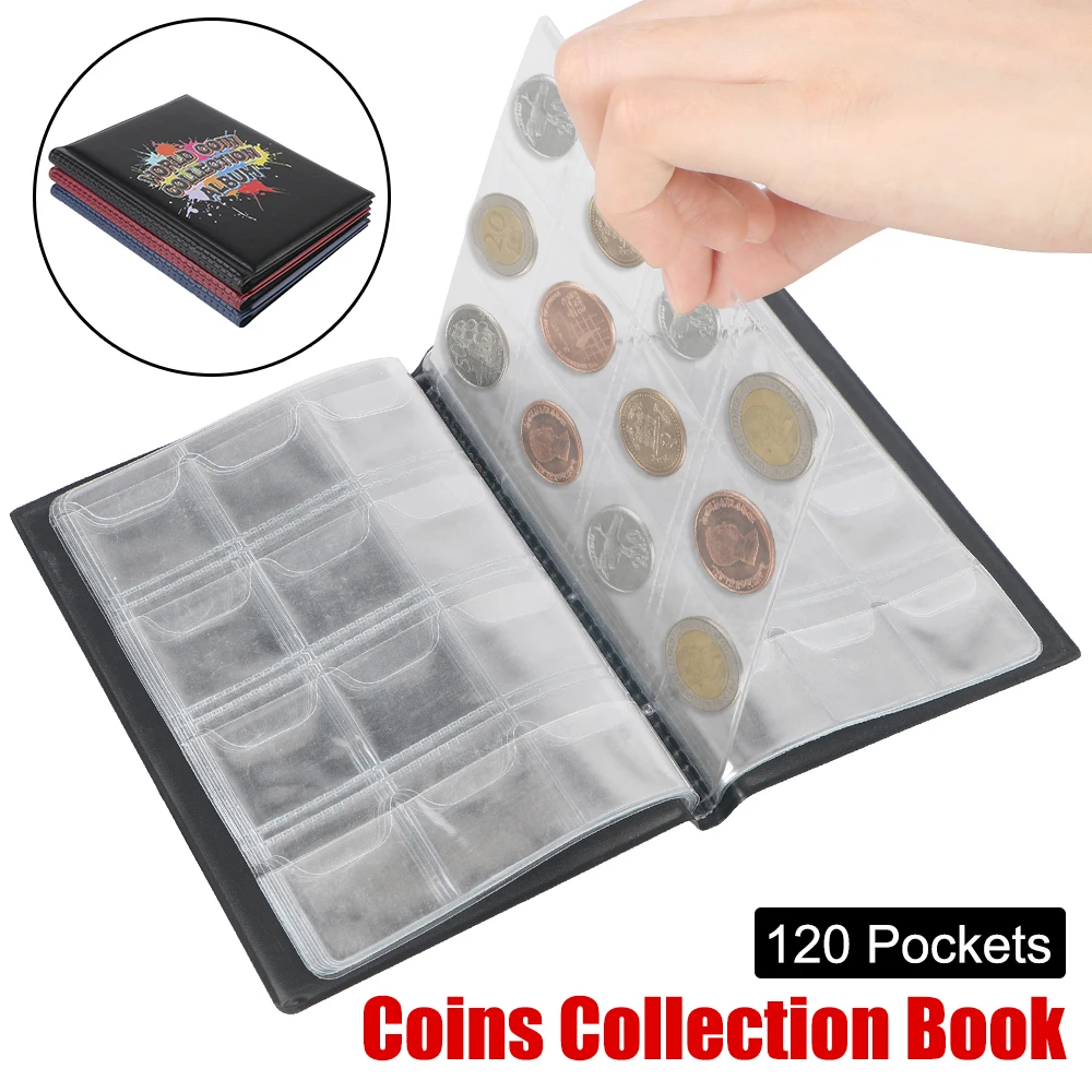 Stamp Photo Album 120 Pockets Money Organizer Collection Book Album For Coins Coin Album Holders Home Decoration PU Leather